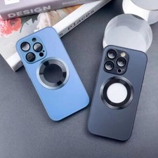 For iphone 14 Plus 13 Pro max Magnetic Frosted Glass Camera Protection Slim Case
