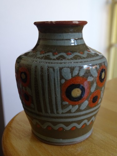 ELCHINGER ANCIEN PETIT VASE TERRE CUITE ALSACE SOUFFLENHEIM ht 9 cm - Picture 4 of 9