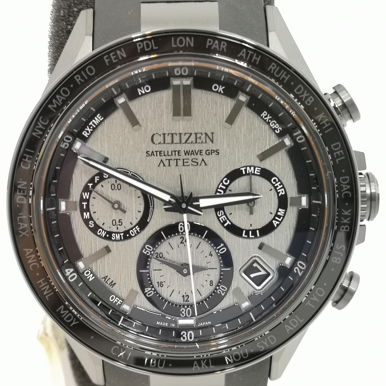 CITIZEN ATTESA CC4055-14H Silver Titanium Eco-Drive Radio Men's Watch ...