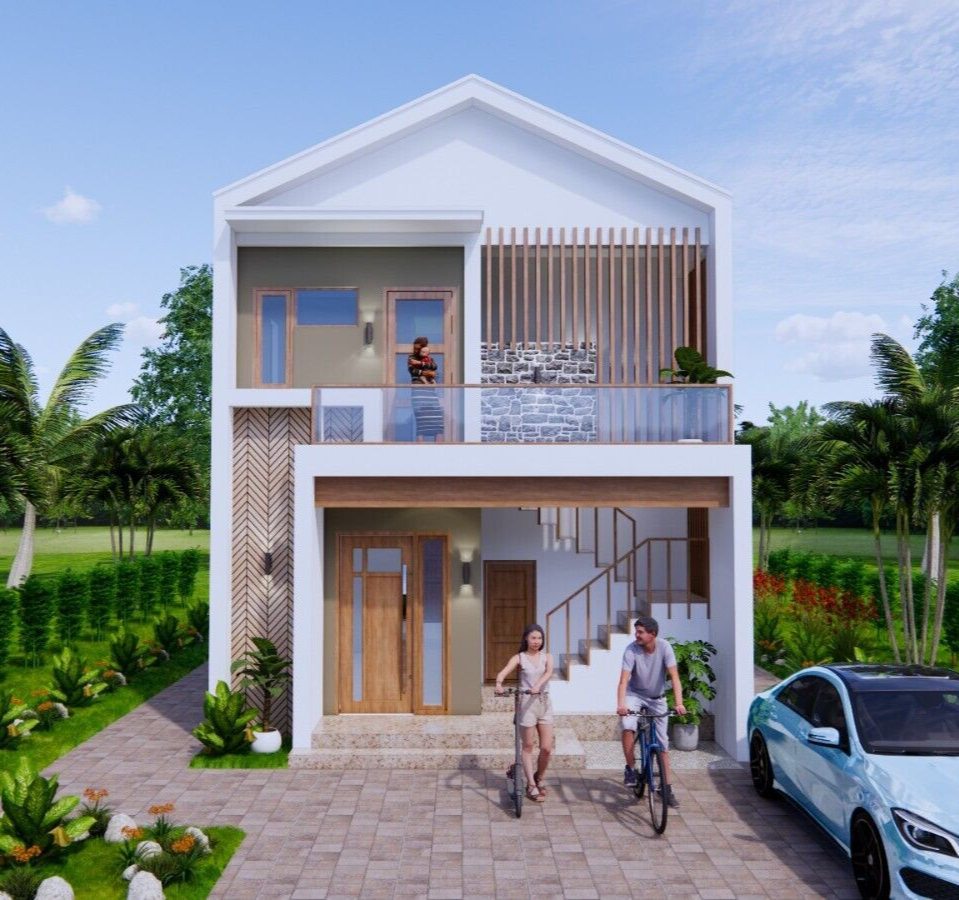 20x30 Duplex House 6x9 Meter 2 Beds 1 Bath Each Floor PDF Pan &(A4
