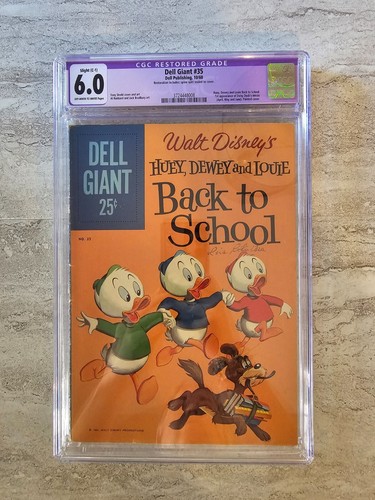 Dell Giant #35 Walt Disney's Huey Dewey Louie Back To School CGC 6.0 (Restored)