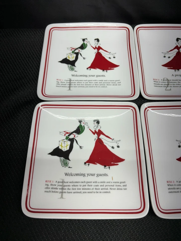 Juego de 8 (4 diseños) ~ Platos de Postre Williams Sonoma "ETIQUETA DE FIESTA" ~ 5 3/4" Foto 2 de 4