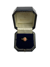 1987 Coral Ring 9ct Gold Vintage Coral Ring Coral Cabochon Vintage Ring - Size P