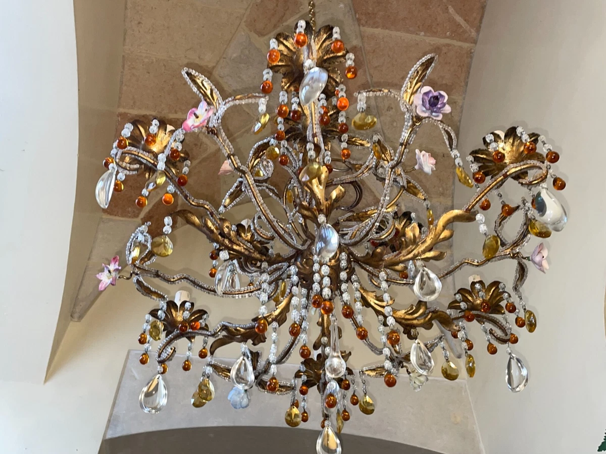 Chandelier 9 Lights Bronze Golden Crystal Rock Glass Of North