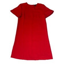 Ann Taylor Womens 6 Shift Dress Violet Red Scallop Trimmed Sleeves Holiday
