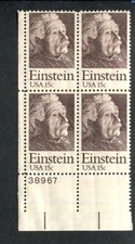 US Plate Block MNH # 1774  15c Albert Einstein   38967 LL, 7d391