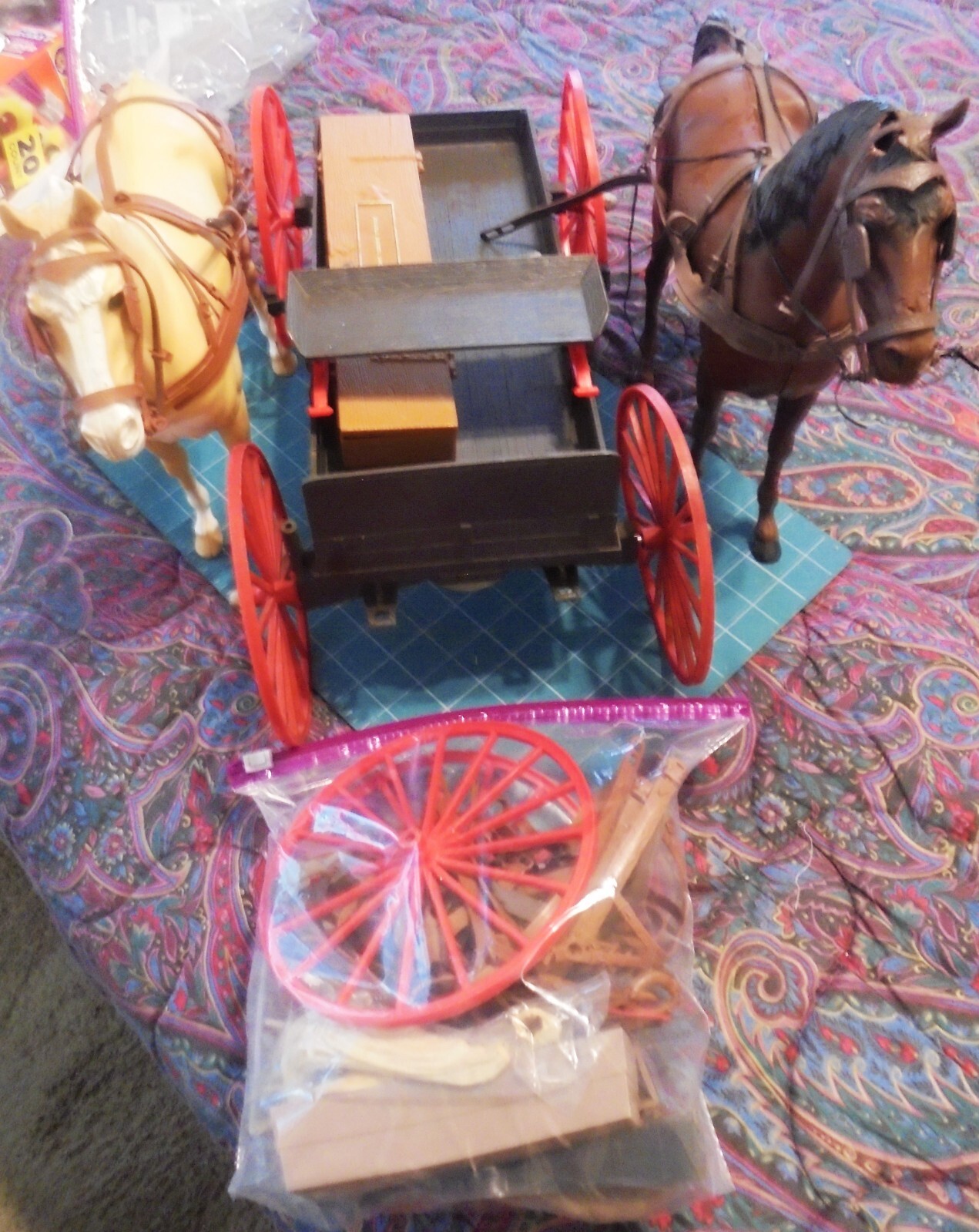 Marx Johnny West BOTW Wagon, Two Horses, Tack, Gear Jane, Jamie