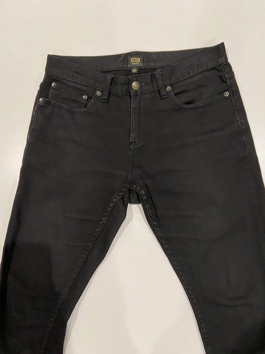 Obey Jeans New Threat Slim Black Stretch Mens Size 30x25 GUC