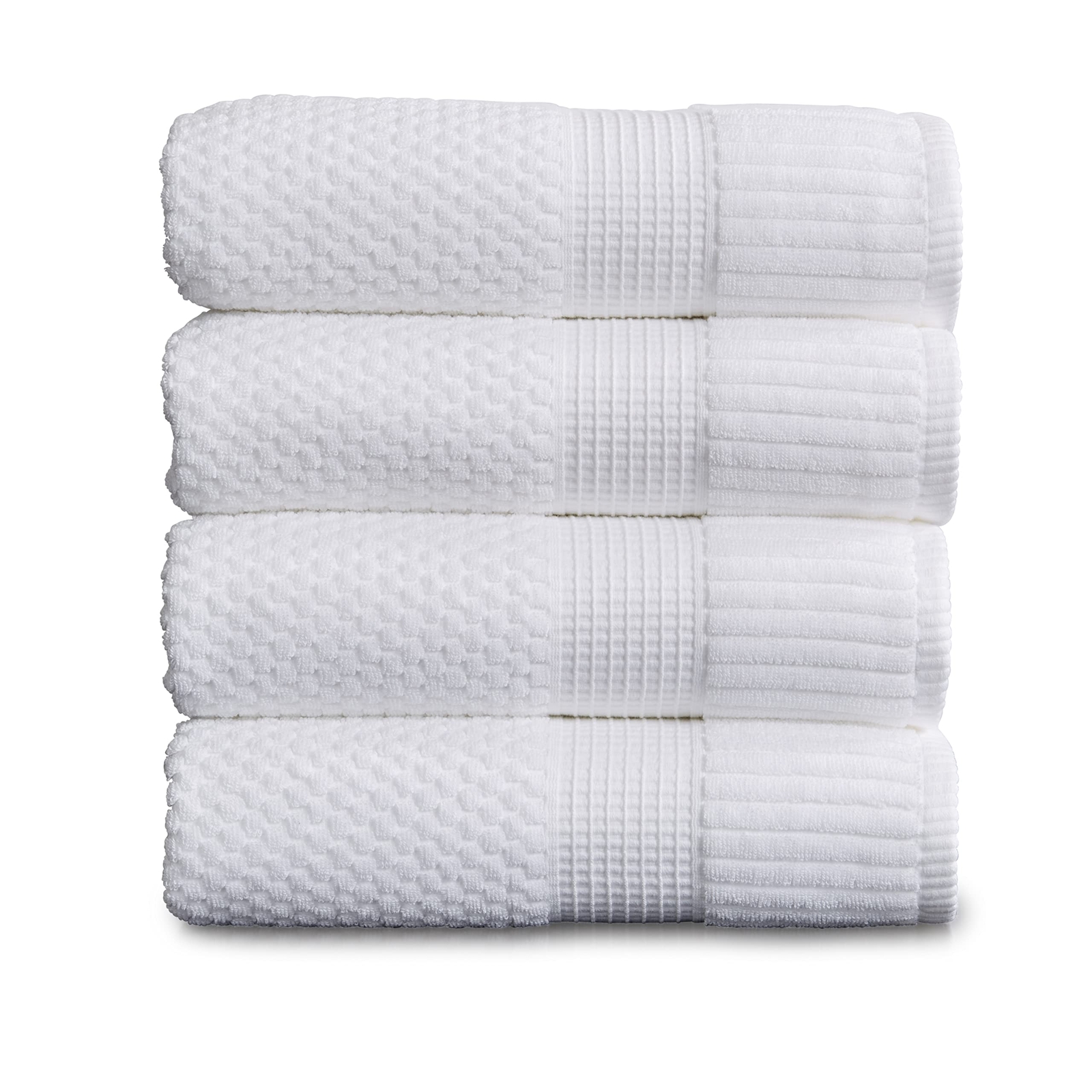 4-Pack Soft Quick-Dry Cotton Bath Towels 30x52 Inches Bright White