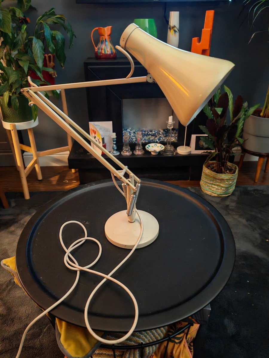 Vintage Herbert Terry Anglepoise Lamp White Adjustable Desk Lamp Bayonet