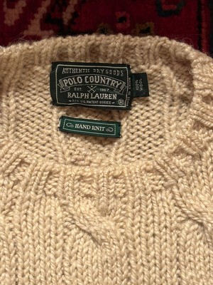VINTAGE POLO COUNTRY RALPH LAUREN HAND KNIT CABLE KNIT WOOL 