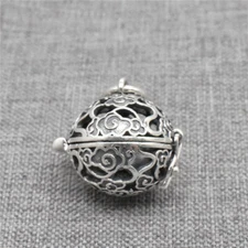 Sterling Silver Prayer Box Pendant w/ Cloud Design 925 Silver Wish Memory Locket