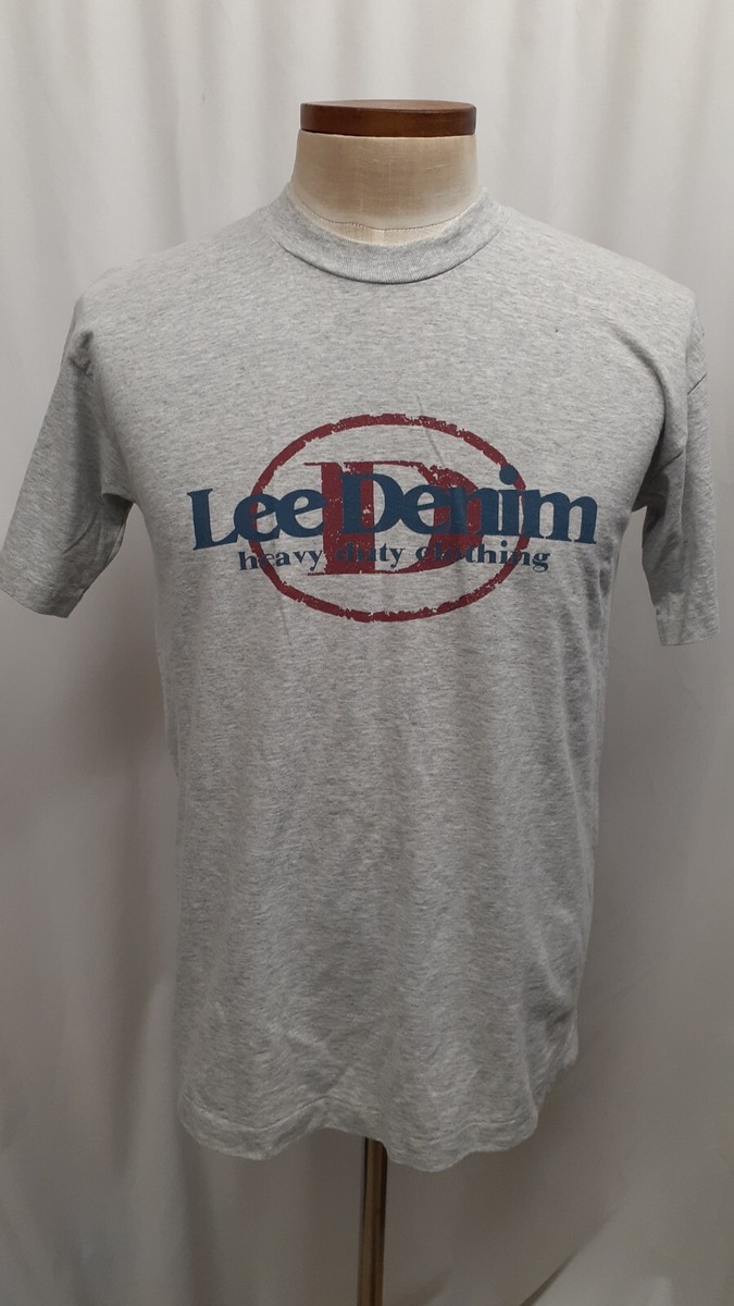 ◆LEE◆ Vintage Denim Graphic T-Shirt Light Grey NEW NOS Vintage Lee Jeans Denim T Shirt Gray Medium Single