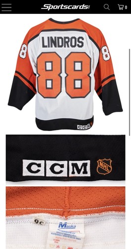 1990-91 Score - Eric Lindros Rookie Card (RC) 4 Game Worn Jersey Patches 7/10 - Picture 4 of 5