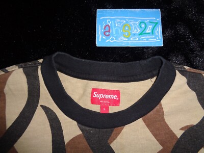 Supreme NYC Tan Tribal Camo Large Tee Shirt L/S Pocket