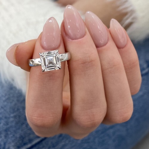 Asscher Labcreated Diamond Solitaire Proposal Ring 14K White Gold 3.15ct E/VS1 - 第 2/11 張圖片