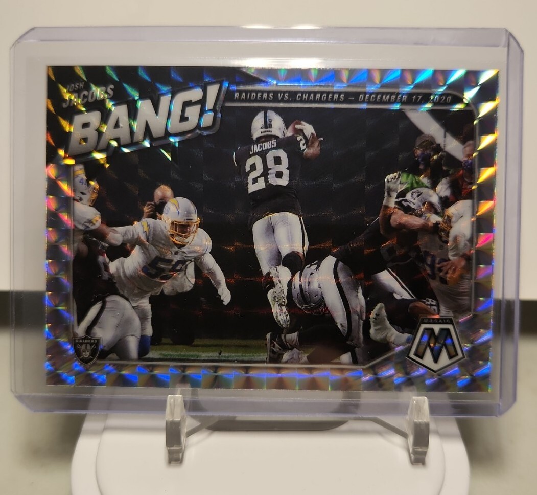2021 Panini Mosaic NFL Josh Jacobs BANG! Insert Silver Prizm #B-10 LV Raiders