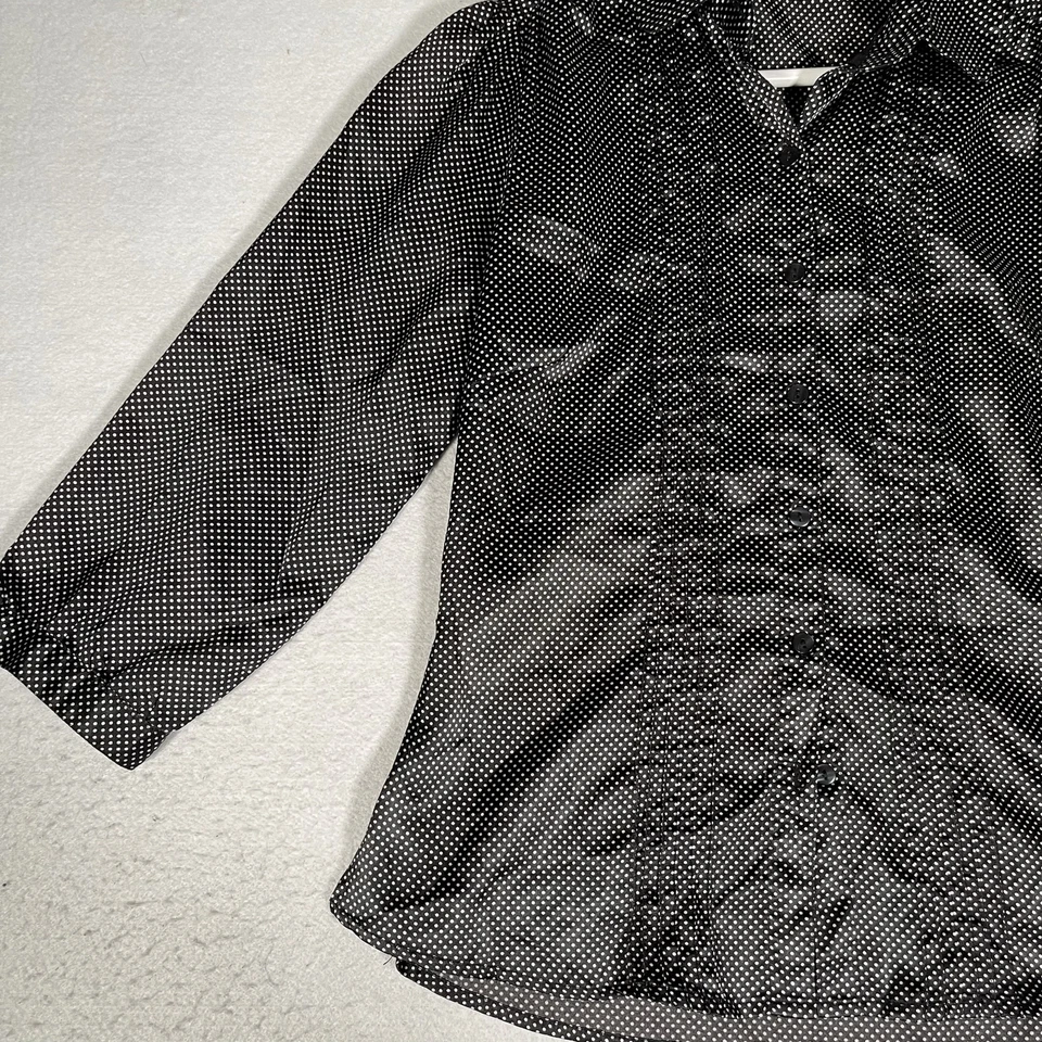 Blusa para mujer Willi Smith Top talla pequeña con cuello negro a lunares manga larga Foto 3 de 4