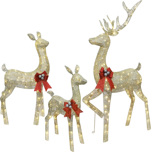 3 Pcs Christmas Reindeer Decorations Outdoor, Lighted Large Deer Yard Decor Ligh - Picture 7 of 7