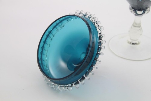 Compota de caramelo azul pavo real con tapa de vidrio artístico italiano de Murano de colección - borde de rigaree - Imagen 12 de 12