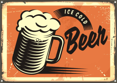 Kaltes Bier Blechschild, Vintage Bar Plakette, American Diner, Kühlschrankmagnet