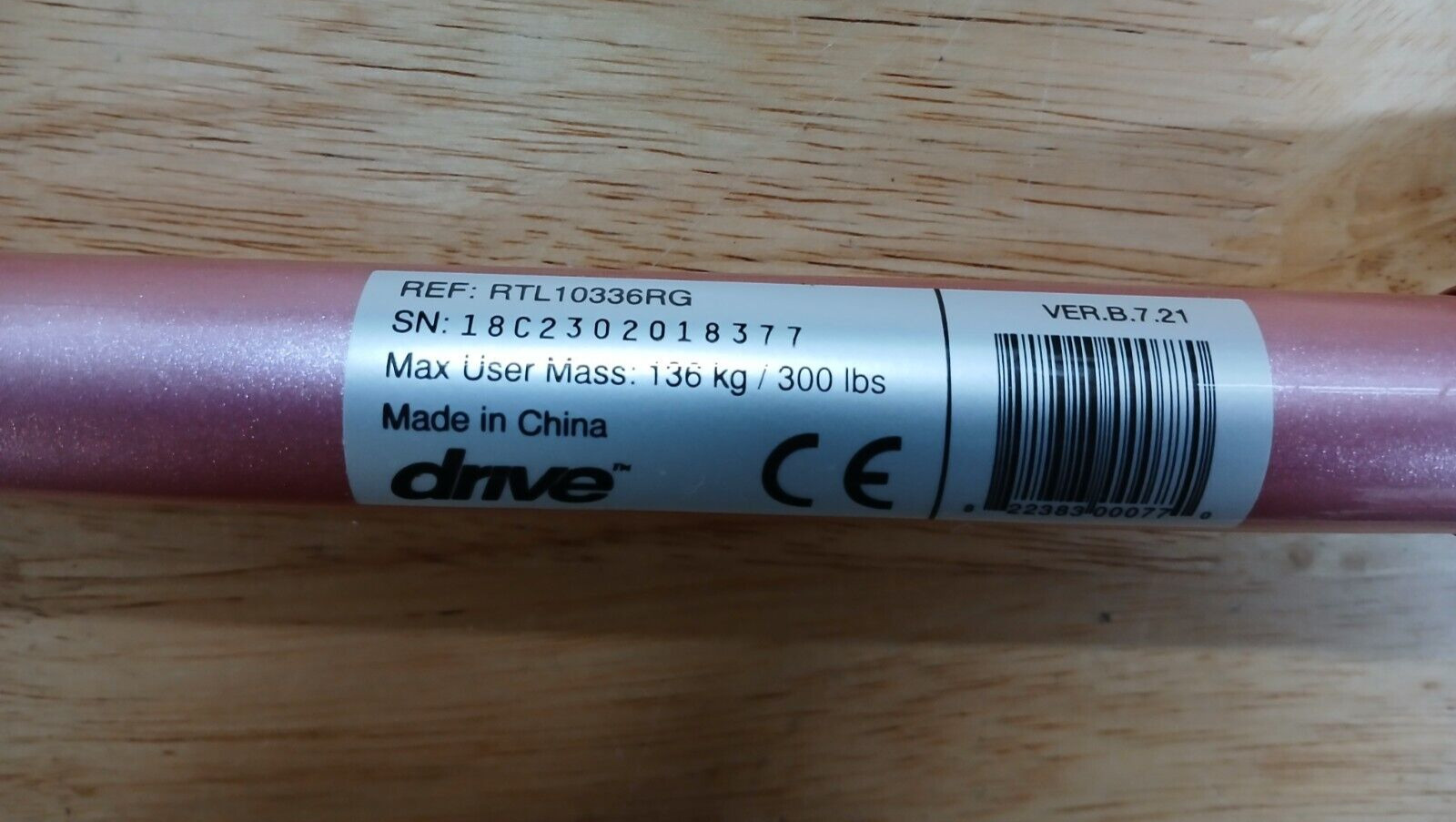 Drive Medical Comfort Grip T Handle Cane, Pink