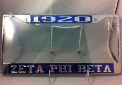 Zeta Phi Beta Sorority Founding Year License Plate Frame- Blue/Silver-New!