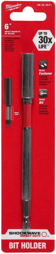 Milwaukee Shockwave, Portainserti 1 x 1/4" Hex Bit Holder W/ 152mm