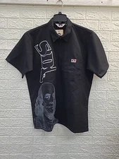 New SDL x Ben Davis Half Zip Short Sleeve Black Work Shirt Size XLarge