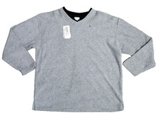 United Colors of Benetton Fleece Sweater Men's Medium Gray Sweatshirt V-Neck USA