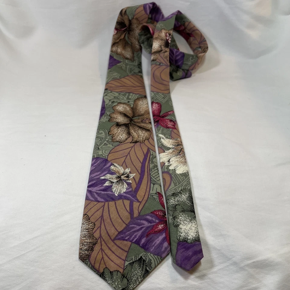 Corbata de seda hawaiana multi floral Hilo Hattie para hombre Foto 3 de 4