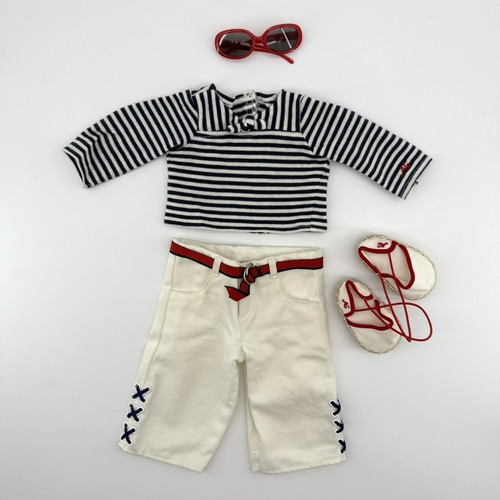 American Girl of Today Beachside Striped Shirt Pants Shoes Sunglasses Hanger