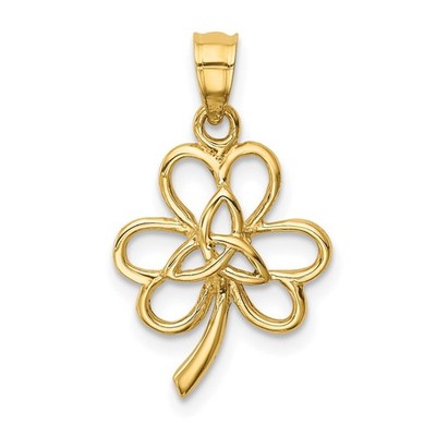 14k Gelbgold poliert Trinity Kleeblatt Anhänger 0,92 g