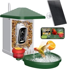 Smart Bird Feeder with Camera 5MP Live Video - 10,000+ Birds Species AI Identifi