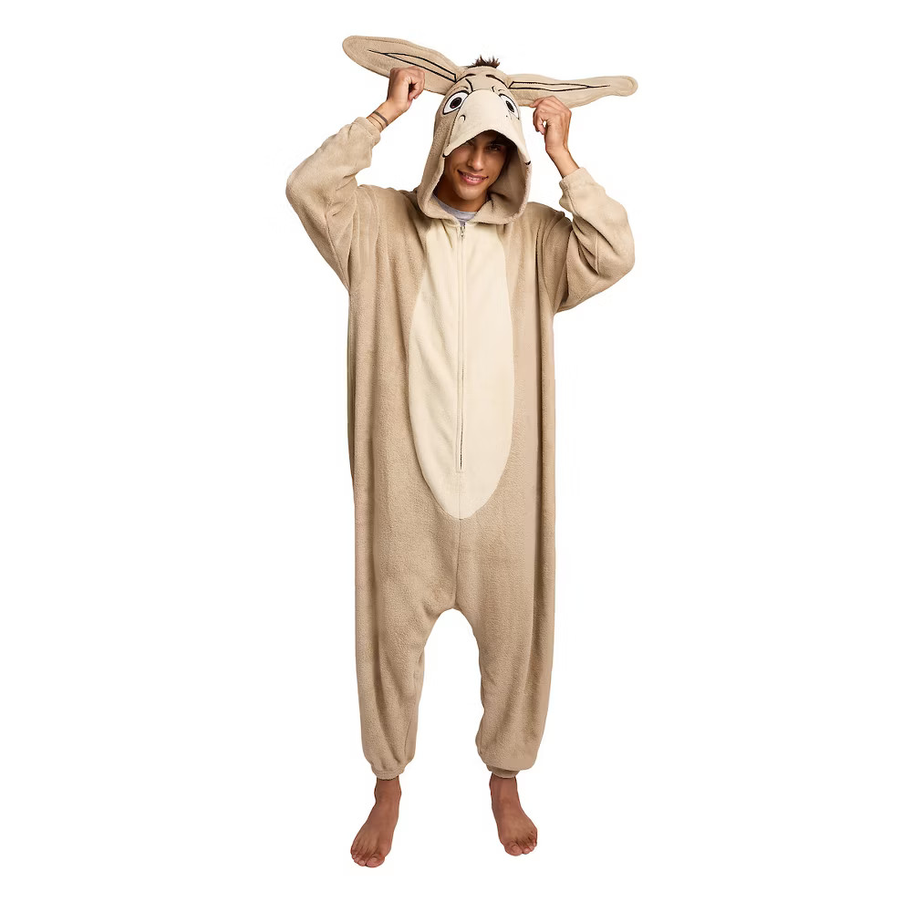 Shrek Donkey Adult Long Sleeve Hooded Kigurumi Cosplay  Costume Suit-XL