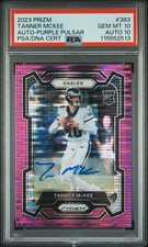 2023 Panini Prizm Tanner McKee Purple Pulsar Rookie RC #383 PSA 10 AUTO 10