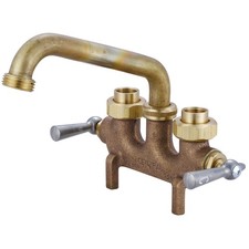 Central Brass Two Handle Laundry Faucet Heavy Duty Rough Brass 6 Reach Tube Swiv