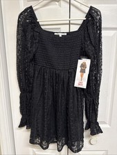 Celebrity Pink Womens Long Sleeve Lace Mini Dress Black Size XS NWT