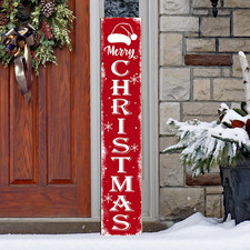 Merry Christmas Porch Sign Christmas Front Door Hanging Decorations Wooden Verti