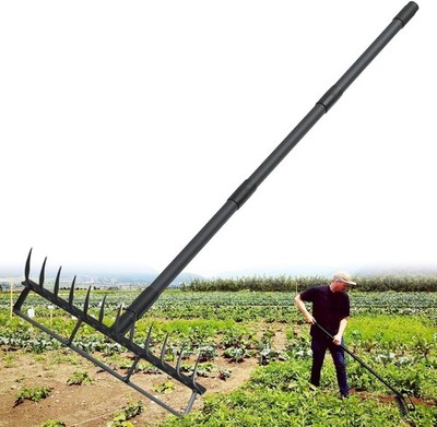 Heavy-Duty Adjustable Stirrup Hoe & Rake 2-in-1 Tool for Gardening Tasks