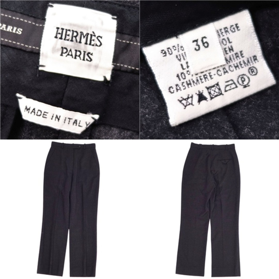 Hermes pants long slacks wool cashmere plain bottoms women 36 (S) Used MOLO-0 thumbnail 6