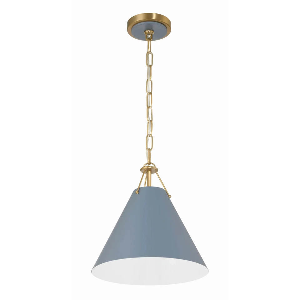 Mini pingente Xavier 1 luz vibrante ouro e azul - 12"L x - Imagem 2 de 4