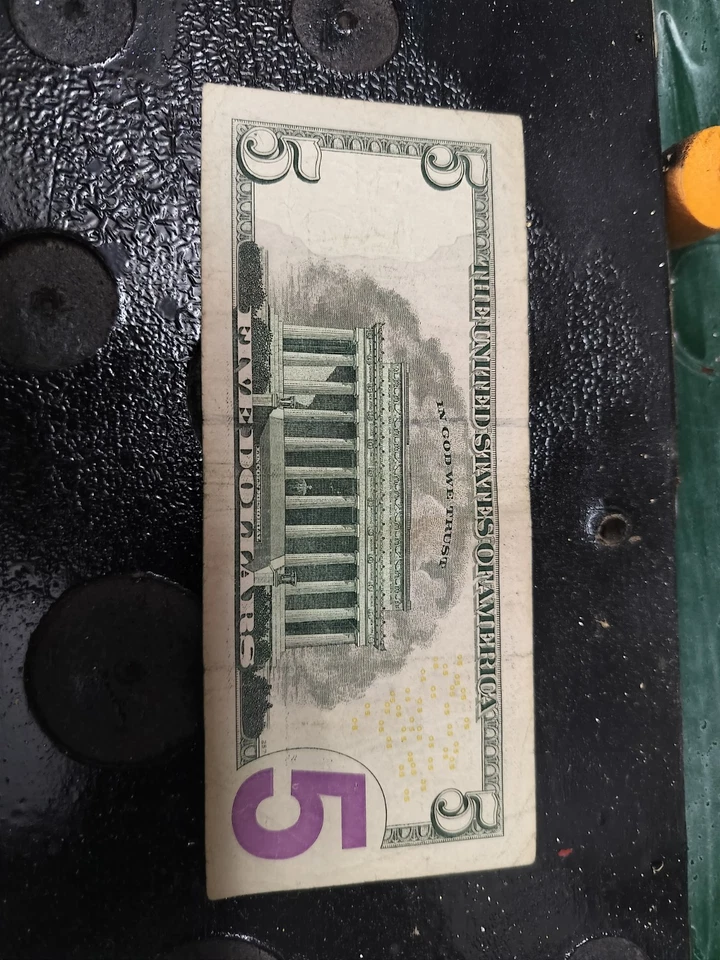 2013 $5.00 Gutter Fold Federal Reserve Note MB52153938D - Image 3 of 4