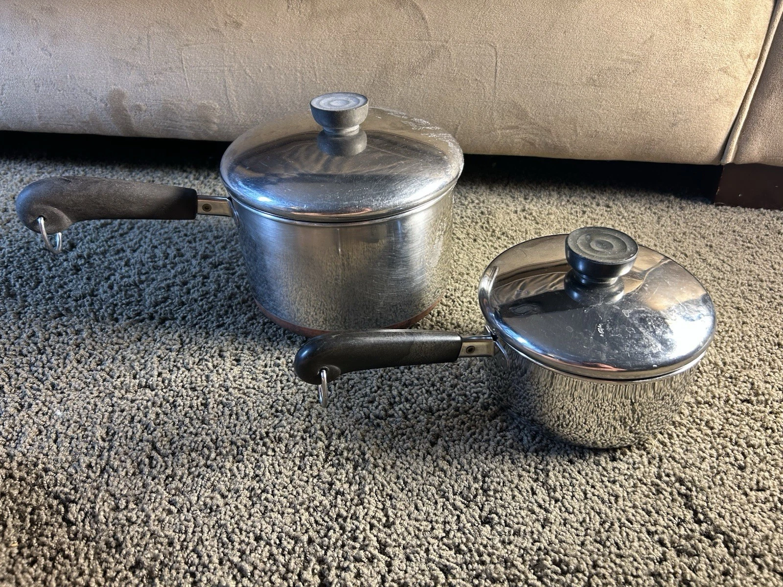 Vtg Revere Ware Pots with Lids Lot Of 2 - 1 Qt & 3 Quart Set