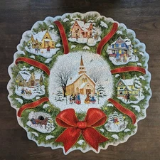 Bits and Pieces Christmas Shaped Jigsaw Puzzle "The Village Wreath" 500 Pieces