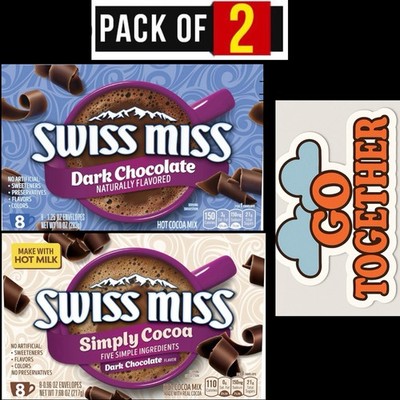 Swiss Miss Dark Chocolate & Simply Cocoa 8 Envelopes Each Box Total 16 Envelopes