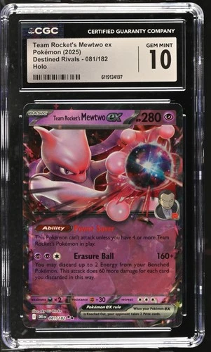 CGC 10 GEM MINT Team Rocket's Mewtwo EX 081/182 HOLO Pokemon Card 197