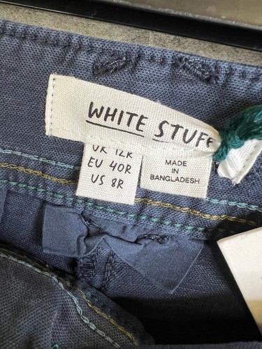White Stuff Womens Chino Trousers Size UK 12 Navy Twisted Wide Leg Casual Chinos - Picture 8 of 13