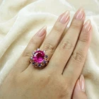 Radiant Vivid Pink Tourmaline 9.70Ct 925 Sterling Silver Rose Gold Floral Rings