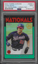 PSA 9 2021 Topps Chrome 1986 86 GREEN Refractor JUAN SOTO /99 Graded MINT REF